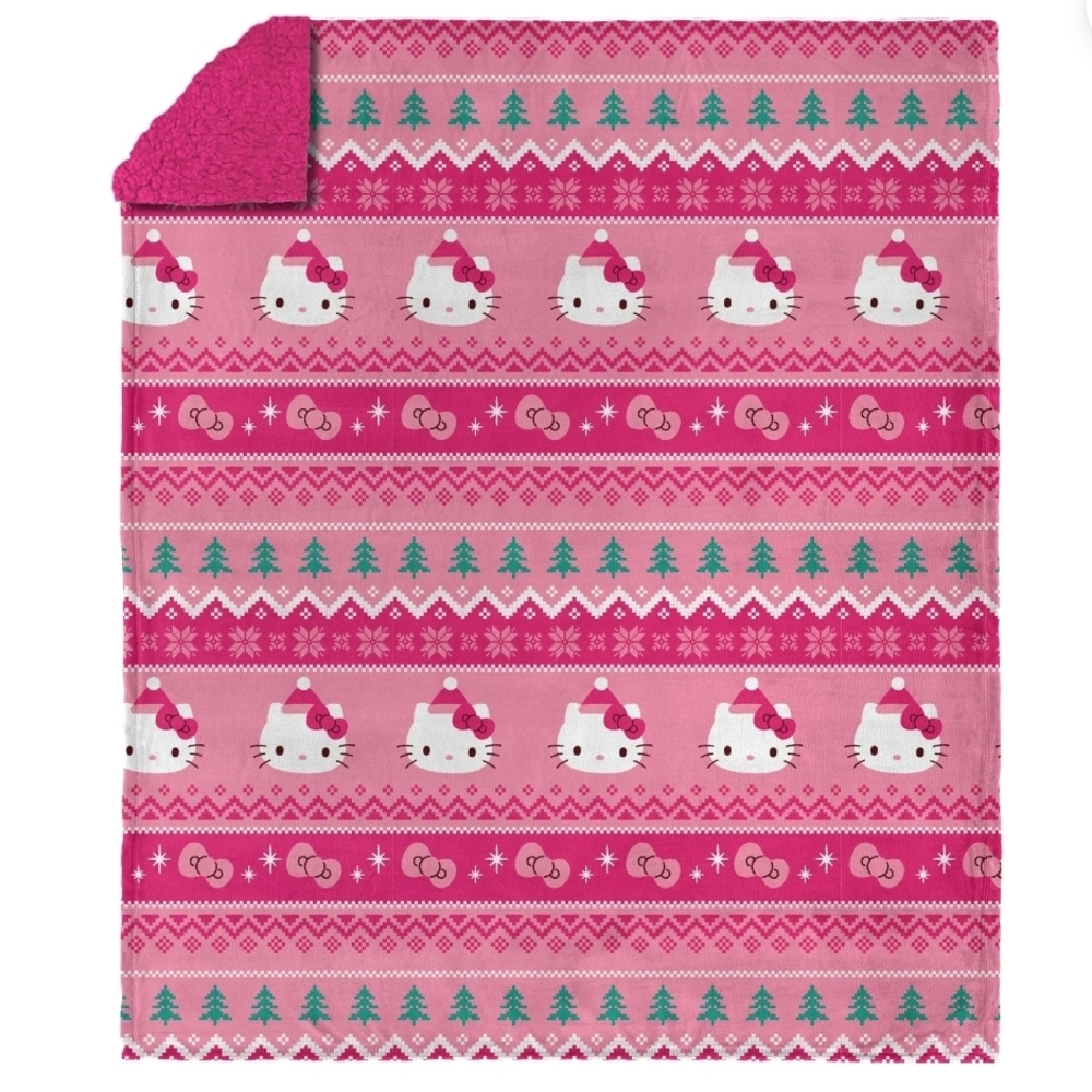 Hello Kitty Festive Pink and White Blanket